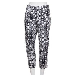 Laundry Shelli Segal Women's Cropped Pants Size 10 Blue White‎ Geometric Stretch